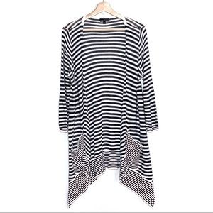 THE LIMITED navy and white striped knit cardigan